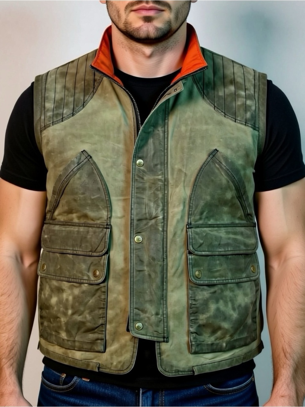 Eddie Bauer Green Outdoor Fishing Hunting Full Zip Multi Pocket Utility Vest XXL